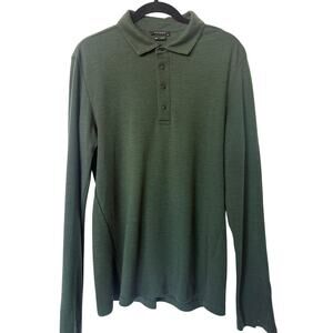 Aether Forest Green Wool Blend Long Sleeve Snap Polo Sweater Shirt Sz M